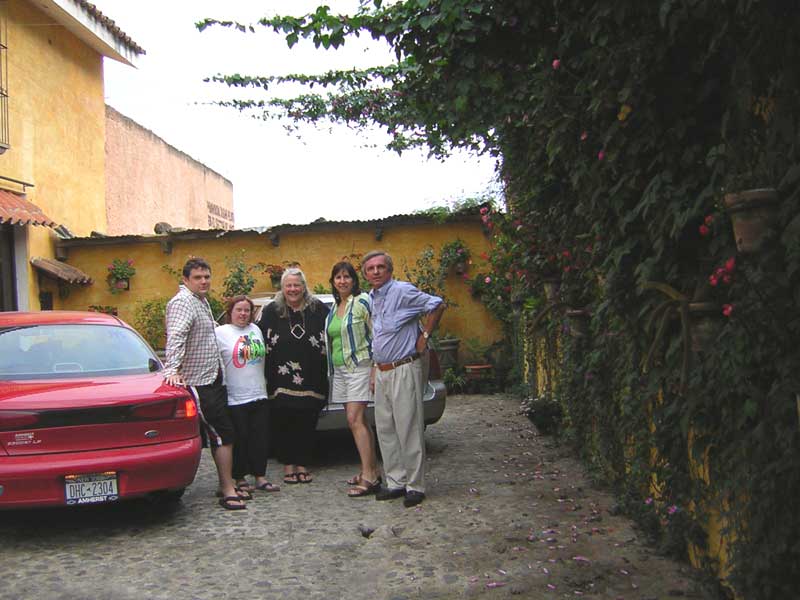 Return from the 8,000 mile round trip, with two cars, at the back of our Antigua house.